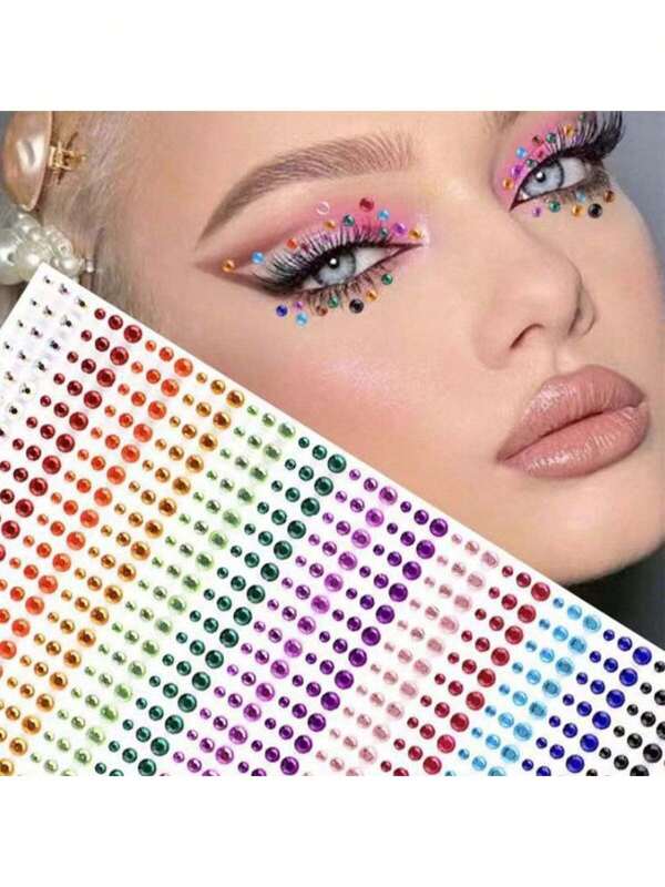 900/1200pcs Rainbow Color Eyes Stickers, DIY Art Accessories, Music Festival Stage Performance Face Jewelry Makeup Decorations