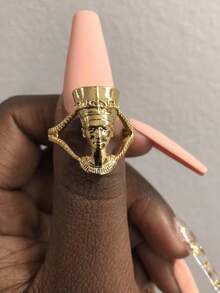 1 件复古埃及女王女神戒指，女士情侣镀金戒指，个性珠宝，日常佩戴，周年纪念日生日礼物