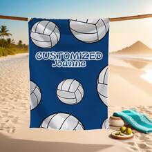 1pc Personalized Beach Towel With Custom Name And Volleyball Print - Super Absorbent, Microfiber, Color-Fast, Available In Multiple Sizes, Suitable For Beach, Pool, Yoga - Unisex Gift, Pool-Side Accessory | Vibrant Design | Color-Fast Fabric Travel Essentials Travel Accessories Beach Essentials