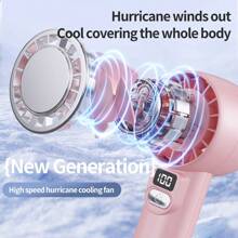 1 pieza Ventilador de mano mini recargable por USB, diseño sin aspas con turbina, motor sin escobillas de 13000RPM, potente turbo, 100 niveles, pantalla LCD, funcionamiento silencioso, larga vida útil de la batería, ventilador portátil para exteriores, ventilador regalo de artesanía exquisita