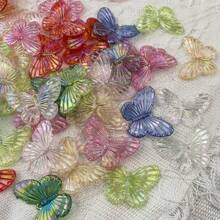 30/50 Peças Encantos Mistos de Borboleta Acrílica, Pendentes de Estilo Barroco Iridescente para Joias DIY, Artesanato, Chaveiros, Decorações de Capas de Telefone e Acessórios para Cabelo - Borboletas Vibrantes, Encantos de Joias DIY|Encantos de Borboletas Vibrantes