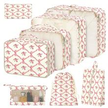 8-Piece Packing Cubes,Travel Clothes Storage Bags,Luggage Packing Organizers, Foldable, With Zipper, Shoe Tidy Pouch , For Suitcases, Back To School, Travel, Vacation Essentials, Travel Accessories,Pack Your Luggage With Ease - 蝴蝶結花 - 查看 3