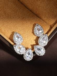 rakol 2pcs Silver Cubic Zirconia Decorative Earrings - Silver - View 5