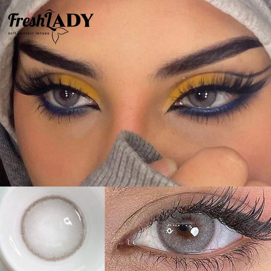 Freshlady 学生眼妆风格 Pupilentes Bassia 灰色美瞳，一年抛型，适合万圣节装扮和角色扮演 - 灰色 - 查看 1