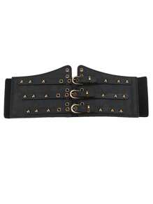 1 Stück Damen Schwarzer Punk Elastischer Taillengürtel, Gothic Stil Breiter Taillenformer, geeignet für den täglichen Gebrauch als Damenkorsettgürtel für Kleider, Taillentrainer zur Taillenformung und Bauchkontrolle