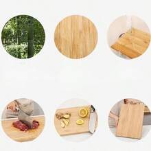 The 1Pc 14in*10in*10in High-Quality Bamboo Chopping Board With A Thickened Design Is A Durable Kitchen Tool Suitable For Meat, Vegetables, Fruits, And Barbecue Preparation Space - màu nâu - Xem 7