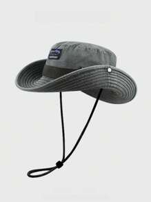 1pc Men's Sun Block Bucket Hat, Outdoor Hiking Climbing Fishing UV Protection Cowboy Hat, Unisex Sun Hat