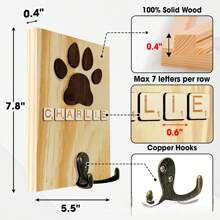 1pc Personalized Dog Leash Wall Mount Holder, Customizable Name Wooden Pet Collar & Key Storage Hanger Rack, Home Decor, Great Gift For Dog Owners