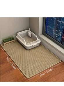 超大双层猫砂垫，采用 EVA 材质制成，旨在防止猫砂飞溅和泄漏，保持猫砂不外泄。防滑、可水洗、防水、防臭、易于清洁 - 非常适合用作猫砂盆和宠物用品保护垫 | 可水洗猫垫 | 耐用猫垫。