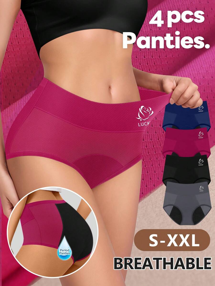 4pcs Women Period Underwear Leakproof Triangle Physiological Panties - Multicolor - View 1