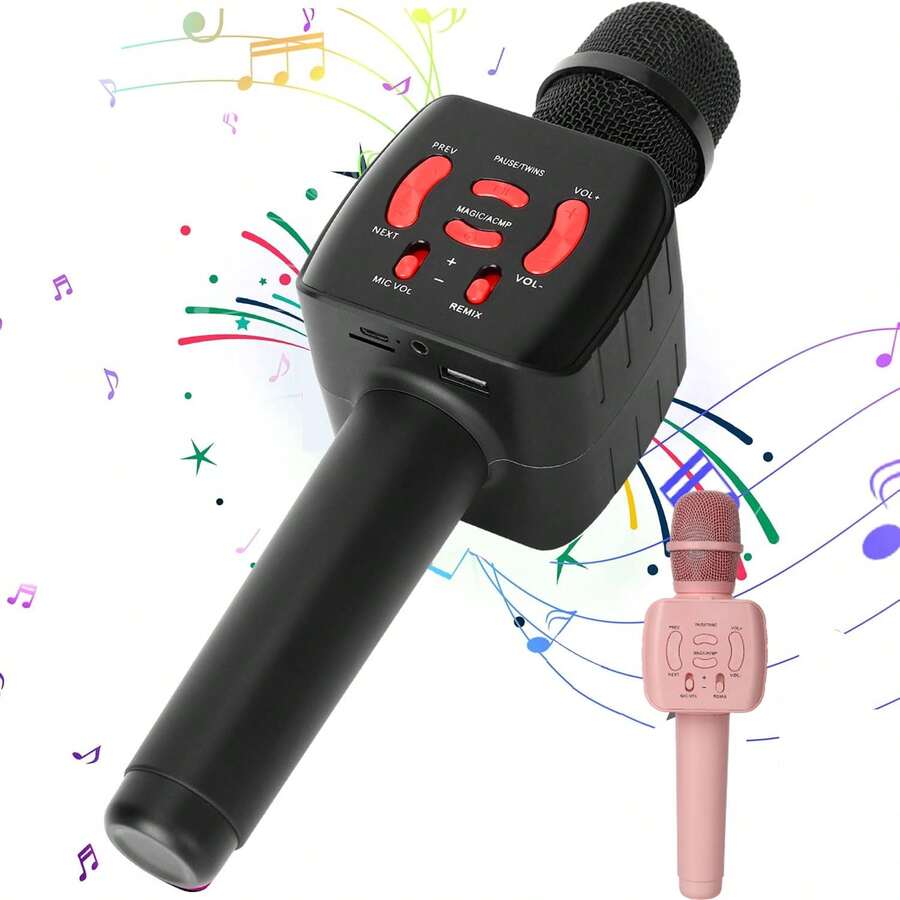 4 In 1 Wireless Karaoke Microphone Machine Portable Handheld With Speaker, Gift For Birthday Party, Home KTV - View 1