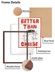 1pc Canvas Print Poster With Removable Frame, Multiple Sizes Available, Cute Cartoon Mouse Design, "Music Is Better Than Cheese" Modern Stylish Creative Wall Art Decor For Living Room, Bedroom, Hallway, Up To 60*90cm, Wood Magnetic Hanging Scroll Frame, Art Gift, Home Decor, PVC Tube Safe Packaging
