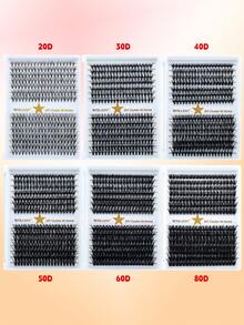RITALASH 280pcs D Curl Christmas Gift Cluster Lash Kit DIY Eyelash Extensions Long Individual Lashes Mixed Tray Lash Clusters Extensions DIY Cluster Lash At Home With Bond And Seal Applicator Cluster Lash Remover And Lash Brush - Black - View 3