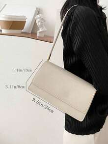 Fashion Versatile Casual Crocodile Embossed Flap Shoulder Bag - White - View 6