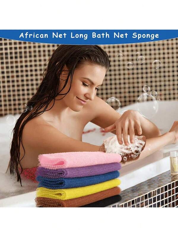 3pcs African Net Nylon Loofah Mesh Exfoliating Scrub Bath Towel, Nylon Body Scrubber For Men & Women Back To School
