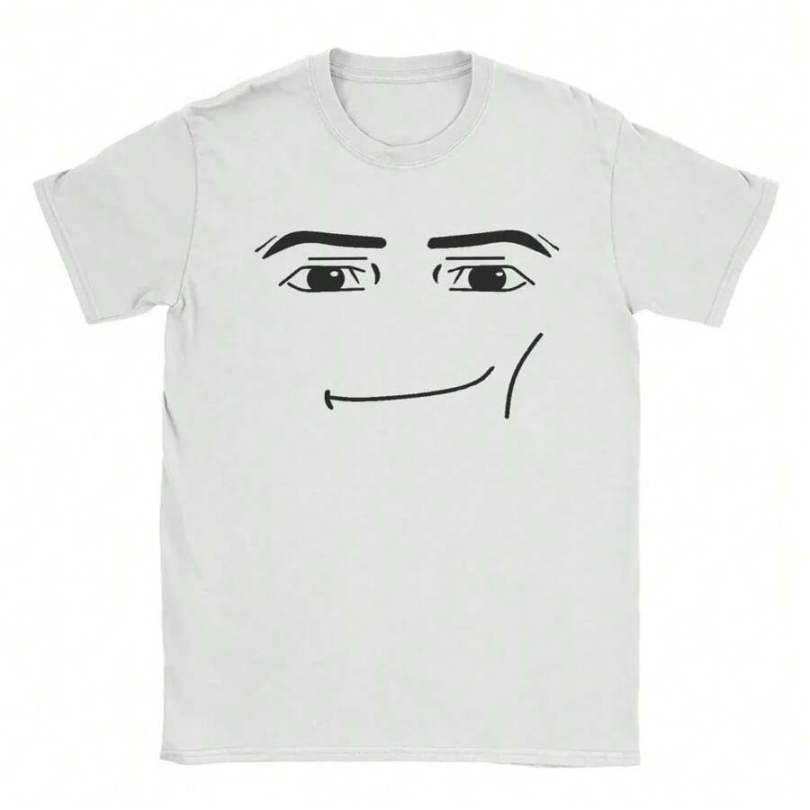 Anime Robot Robloxs Face Cotton T-Shirts Women Fun Tees Crew Neck Short Sleeve T Shirts Women Men Clothing Harajuku T Shirts - trắng - Xem 1