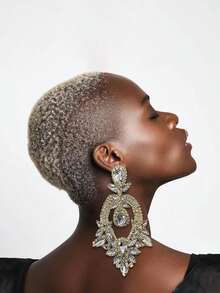 新品到貨時尚水鑽耳環帶豪華和高端水滴形吊墜適合女士 - 閃亮誇張大耳環 - 查看 4