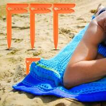 4pcs Heavy Duty Plastic Beach Towel & Blanket Clips - Strong Fixing On Sand, Water, Grass For Camping, Picnic, Pool Use
