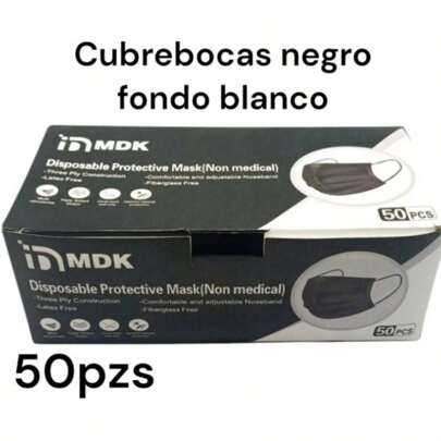 Cubrebocas de tres capas, comodidad y protección facial, fondo blanco
