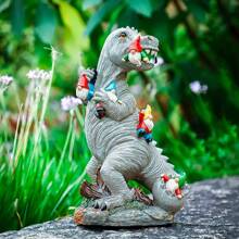 Garden Gnomes Statues Yard Decorations Outdoor Garden Decor, 14" Dinosaur Gnomes Garden Statues, Patio, Lawn Ornament, Gardening Gifts For Women For Housewarming
