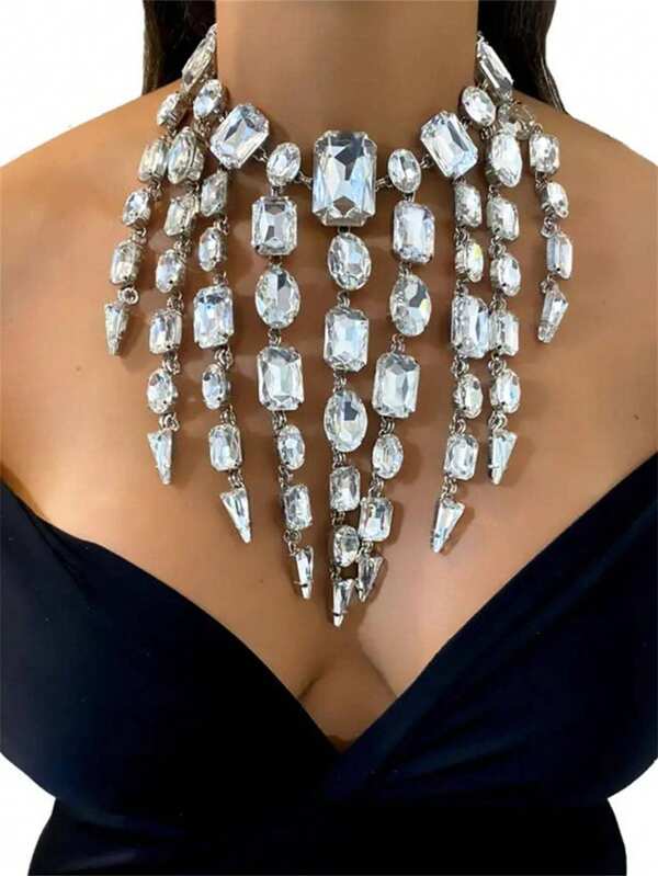 Collar con colgante de cristal exagerado y sensual de moda