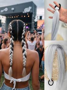 Przedłużanie włosów w kucyk z gumką 26 cali niebieskie syntetyczne przedłużki do włosów na warkocze akcesoria do włosów na festiwale mody Rave (opakowanie 1)
