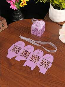 10/50pcs Leaf Pattern Laser Cut Candy Boxes Small Chocolate Packaging Boxes Favor Boxes For Wedding Engagement Bridal Showr Birthday Party Decorations - Multicolor - View 12