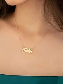 1pc Customized Gothic Style Name Pendant Necklace For Women, Vintage Elegant Design With Bat Motif, Suitable For Daily Wear, Halloween And All Seasons