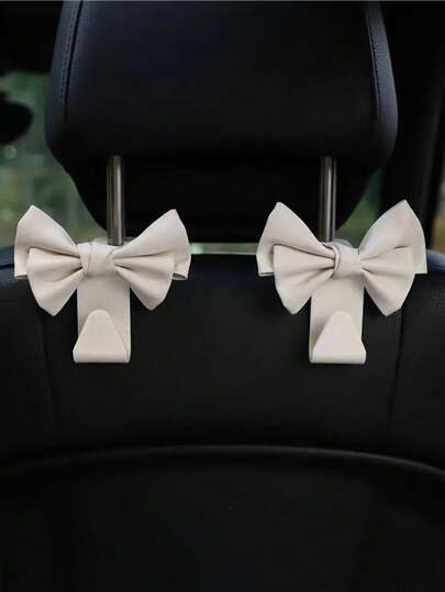 2pcs Car Hooks Invisible Creativity Personalized Bow Car Rear Storage Items