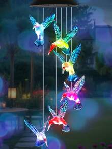 Solar Color Changing Wind Chimes With RGB Rose Ball - Outdoor Garden Decoration, Suitable For Garden, Courtyard, Villa, Park Landscape Light Hanging Lamp Gift For Mon - Color - View 16