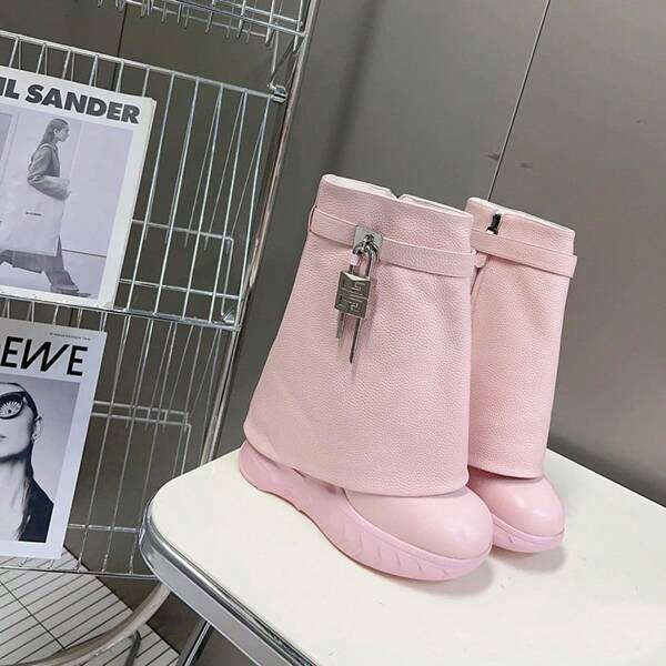 Bottines pour femmes, nouveau style, plateforme, semelle épaisse, bottes de pantalon rehaussantes, bottes de requin, bottes de mode polyvalentes