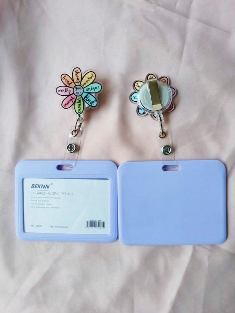 1 قطعة (بطاقة بنفسجية وزهرية وصفراء + مشبك قابل للسحب متعدد الألوان، مشبك عباد الشمس قابل للسحب بسهولة)، بطاقة بنفسجية وزهرية وصفراء مع مشبك قابل للسحب، مناسبة لبطاقة الهوية وبطاقة الموظف وبطاقة المفتاح وبطاقة رخصة القيادة وشارة الممرضة/الطبيب وبطاقة الاسم، بسيطة وسهلة الارتداء