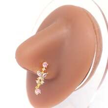 Butterfly Nose Nail Heart-Shaped Pentagram Puncture Accessory For Women, Stainless Steel Nose Accessory - 銀色 - 查看 5