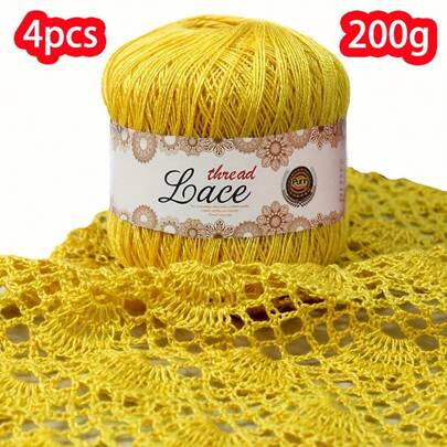 4 Balls Of #8 Pearl Lace Yarn, 200g In Total, Handmade DIY Knitting/Crochet Materials For Lightweight Shawls, Summer Hollow Sweaters, Scarves, Hats