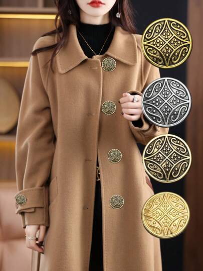 Pacote com 10 botões de metal vintage elegantes com padrão floral intrincado, adequados para casacos, suéteres, moletons, jaquetas, agasalhos, sapatos, bolsas - Acessório de costura para roupas faça você mesmo