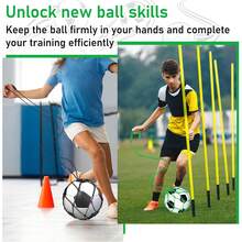 Entrenador de remate de fútbol/fútbol, red de entrenador de retorno de fútbol que se ajusta al balón de tamaños 3, 4 y 5, ayuda de entrenamiento portátil de práctica individual de fútbol/fútbol, red de entrenador de balón de fútbol ajustable - Amarillo - Ver 6