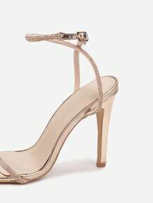 Women's Pointed Toe Adjustable Buckle Design Fashion High Heel Sandals - Champagne - View 4