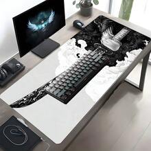 YUFZX 日本动漫风格鼠标垫酷炫武士刀键盘垫超大桌垫带缝合边缘防滑橡胶底座适用于家庭办公室装饰桌垫 35.4x15.7 英寸可作为送给男士、男朋友和朋友的礼物 - 黑與白 - 查看 5