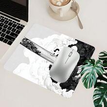 YUFZX 日本动漫风格鼠标垫酷炫武士刀键盘垫超大桌垫带缝合边缘防滑橡胶底座适用于家庭办公室装饰桌垫 35.4x15.7 英寸可作为送给男士、男朋友和朋友的礼物 - 黑與白 - 查看 6