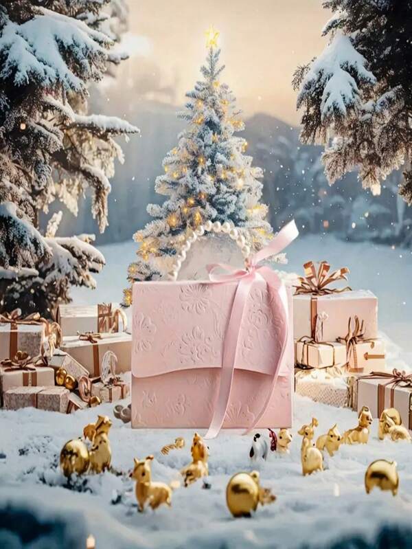 10 صندوق هدايا وردي محمول، صناديق تعبئة، أكياس هدايا من الشريط اللؤلؤي، ديكورات حفلة عيد الميلاد، متعددة الاستخدامات لتعبئة الشوكولاتة والحلوى والكيك، مناسبة للزفاف وحفلات العطلات والأعياد وحفلات الخارج