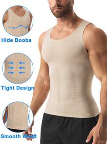 Men Slimming Body Shaper Chest Compression Shirts Tummy Control Shapewear Abdomen Slimming Vest Waist Trainer Corset Tank Tops