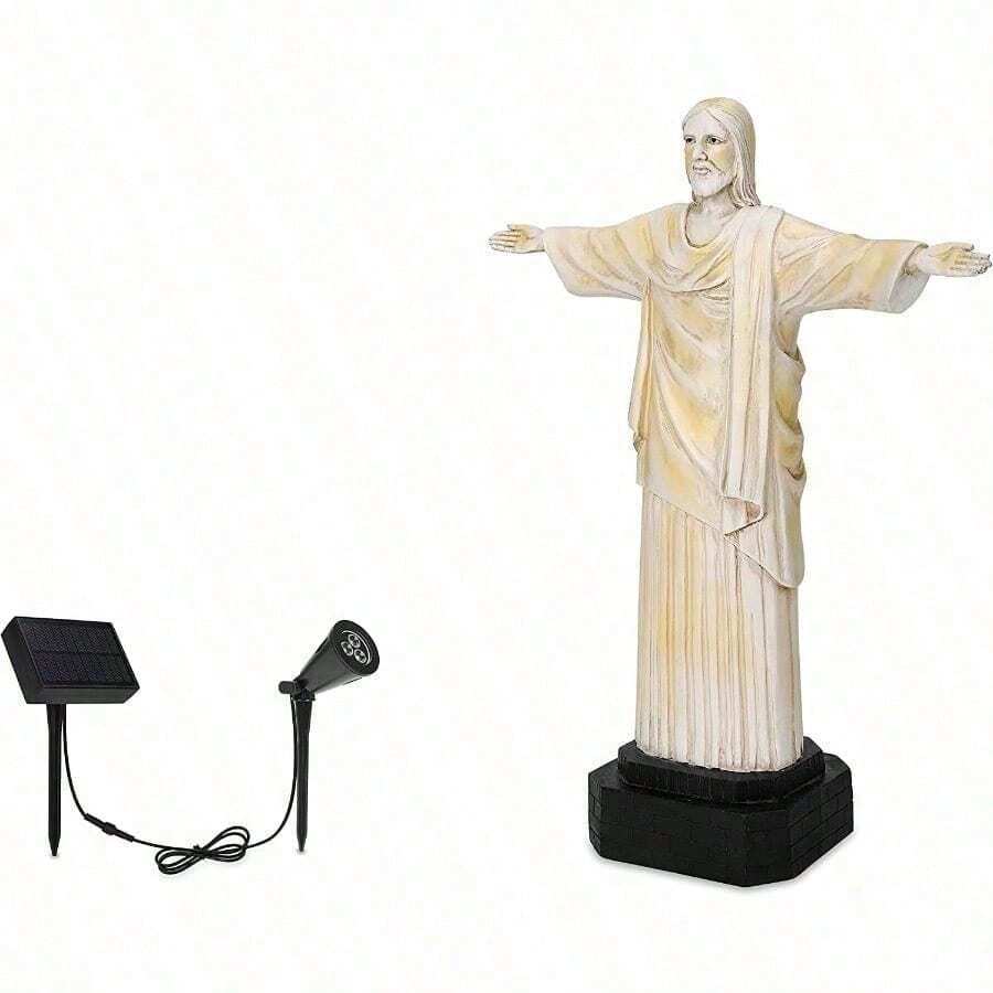 Jesus Statue With Solar Spotlight - asPic - View 1
