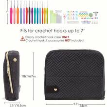 Quilted Empty Crochet Hook Case - Crochet Hook Organizer Case Stand Up-Corchet Organizer - Crochet Hook Holder For Knitting & Crochet Supplies, Crochet Needles, Crochet Accessories & Knitting Gifts - Multicolor - View 2