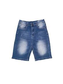 男士时尚四季紧身牛仔短裤 - 中等水洗藍 - 查看 3