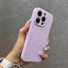 Funda de teléfono de silicona líquida magnética ultradelgada de unicolor, forrada con microfibra antiarañazos, antihuellas, con protección total de la cámara, resistente a los golpes, compatible con iPhone 17/16/15/14/13/12/11 Pro/Plus/Max/Mini/7/8/SE/7P/8P/X/XR/XsMax, Galaxy S25 Ultra, regalo perfecto para Pascua y primavera - violeta claro - Ver 2