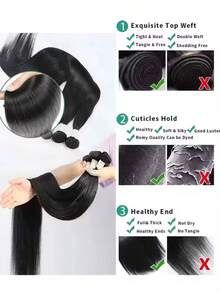 15A Human Hair Straight Bundles 10-32Inch Hair Extension Natural Black Color Human Hair Bundles For Women Bundles Natural Black Straight Human Hair Extensions - Natural Black - Xem 3