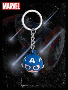 Marvel 1 件漫威官方授权美国队长球钥匙扣钥匙圈创意可爱 PVC 钥匙扣超级英雄钥匙串背包挂饰钥匙包装饰小礼物