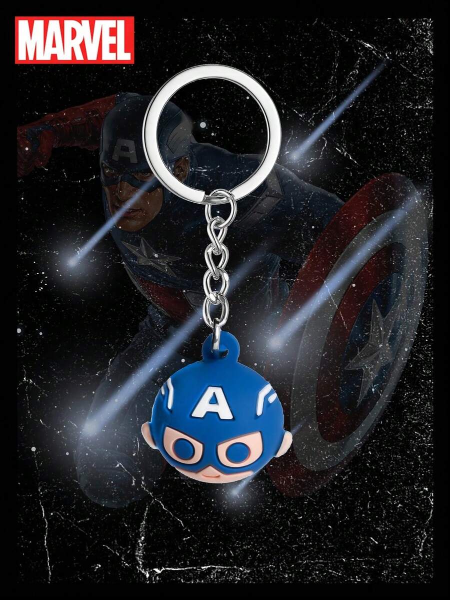Marvel 1 件漫威官方授权美国队长球钥匙扣钥匙圈创意可爱 PVC 钥匙扣超级英雄钥匙串背包挂饰钥匙包装饰小礼物