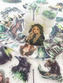 50pcs Green Forest Witch Sticker Waterproof PET Transparent Decals For Laptop Suitcase Scrapbook Journal Diary Phone DIY Decorate Sticker - متعدد الألوان - مشاهدة 4