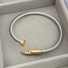 1 pezzo Braccialetto a fascia in acciaio inossidabile bicolore oro e argento, design regolabile unisex adatto a uomini e donne, stile punk goth, il miglior regalo per le vacanze e gioielli